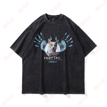 cartoon pattern men's short sleeve shirt